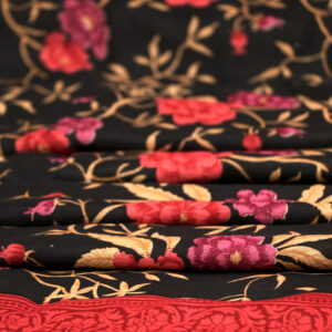 Ikat Printed Muslin Silk Saree with Zari Woven Border
