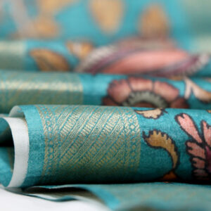 Plain Semi Tussar Saree with Kalamkari Zari Border