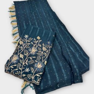 Georgette Saree with Tassels Lightweight & Stylish Party Drape