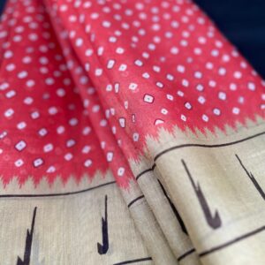Printed Silk Saree with All-Over Diamond Pattern