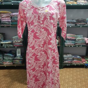 Premium Aiva Branded Floral Liva Certified Kurti with Side Pocket and Sidecut