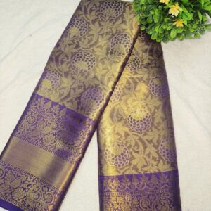 Gold Dual Shade Saree with Full Golden Zari Weaving, Shining Fabric, Contrast Zari Blouse