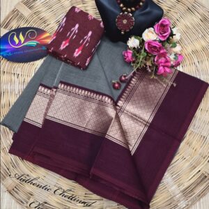 Pure Chettinad Cotton Saree with Kalamkari Blouse in Stunning Hues