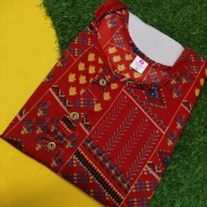 Exquisite Patola Silk Popcorn Kurti with Three-Quarter Sleeves and Round Neck