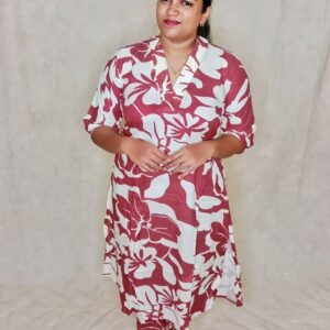 Elegant Brown Rayon Kurti with Floral Print and V-Neck Sophisticated Indian Style