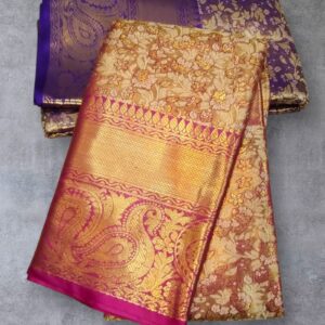 Bridal Tissue Silk Saree with Running Blouse Shimmering Elegance & Bridal Grandeur