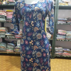 Premium Aiva Branded Floral Liva Certified Kurti with Side Pocket and Sidecut