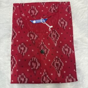 Rani Pink Geometric Block Three-Quarter Sleeve Rayon Kurti