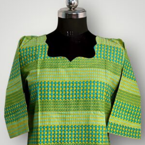 Green Floral Cotton V-Neck Kurtis Vibrant Charm & Effortless Comfort