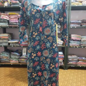 Premium Aiva Branded Floral Liva Certified Kurti with Side Pocket and Sidecut