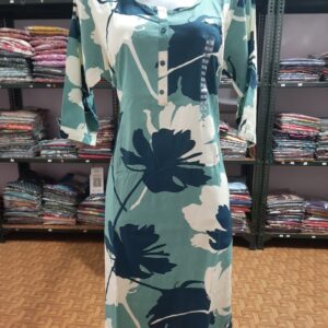 Aiva Branded Floral Designed Liva Certified Kurti with Side Pocket and Sidecut