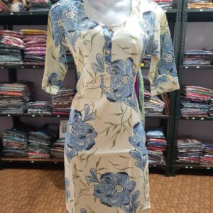 Aiva Branded Floral Designed Liva Certified Kurti with Side Pocket and Sidecut