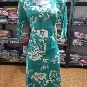 Aiva Branded Floral Designed Liva Certified Kurti with Side Pocket and Sidecut