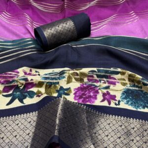 Vibrant Naari Silk Digital Print Saree with 3D Pattern and Bentex Print Border