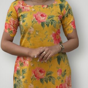 Elegant Cotton Slub Kurti with Floral Print