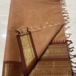 Stunning Kanchi Cotton Saree with Fabulous Zari Border and Simple Line Pallu