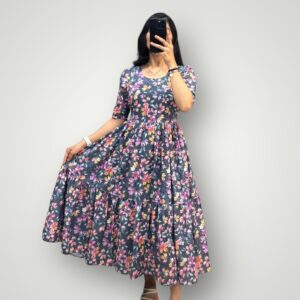 Soft Hakoba Cotton Maxi with Floral Weave Comfort Meets Everyday Elegance