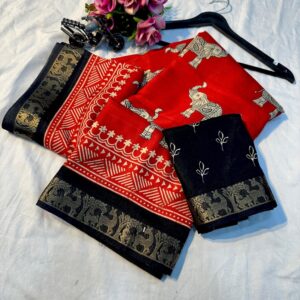 Elegant Mangalagiri Silk Mul Mul Cotton Saree with Jacquard Border and Matched Blouse