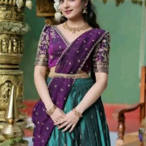 Soft Silk Zari Work Saree with Printed Blouse