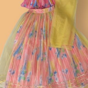 Trendy Floral Print Cotton Lehenga with Lace Work