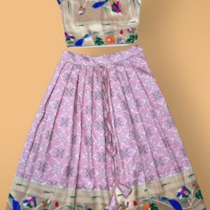 Bandhani Paithani Lehenga with Geometrical Print & Zari Weaving