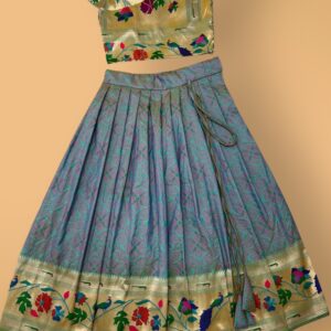 Bandhani Paithani Geometrical Print Lehenga with Pleated Sleeves