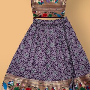 Bandhani Paithani Lehenga with Geometrical Print & Zari Weaving