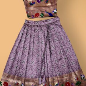 Bandhani Paithani Lehenga with Geometrical Print & Zari Weaving