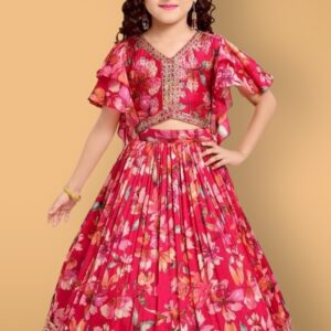 Elegant Faux Georgette Digital Print Lehenga with Sequins Embroidery